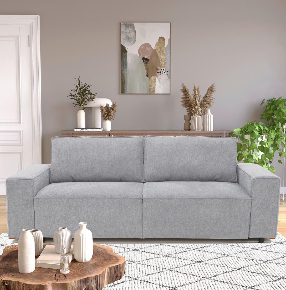 3-Sitzer-Sofa Josh Grau - Schwarz/Grau, Basics, Textil (239/85/86cm) - MID.YOU