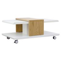 Couchtisch Holz mit Rollen Joliet, Weiß/Braun - Wildeiche/Weiß, KONVENTIONELL, Holzwerkstoff/Kunststoff (110/66/45cm) - MID.YOU