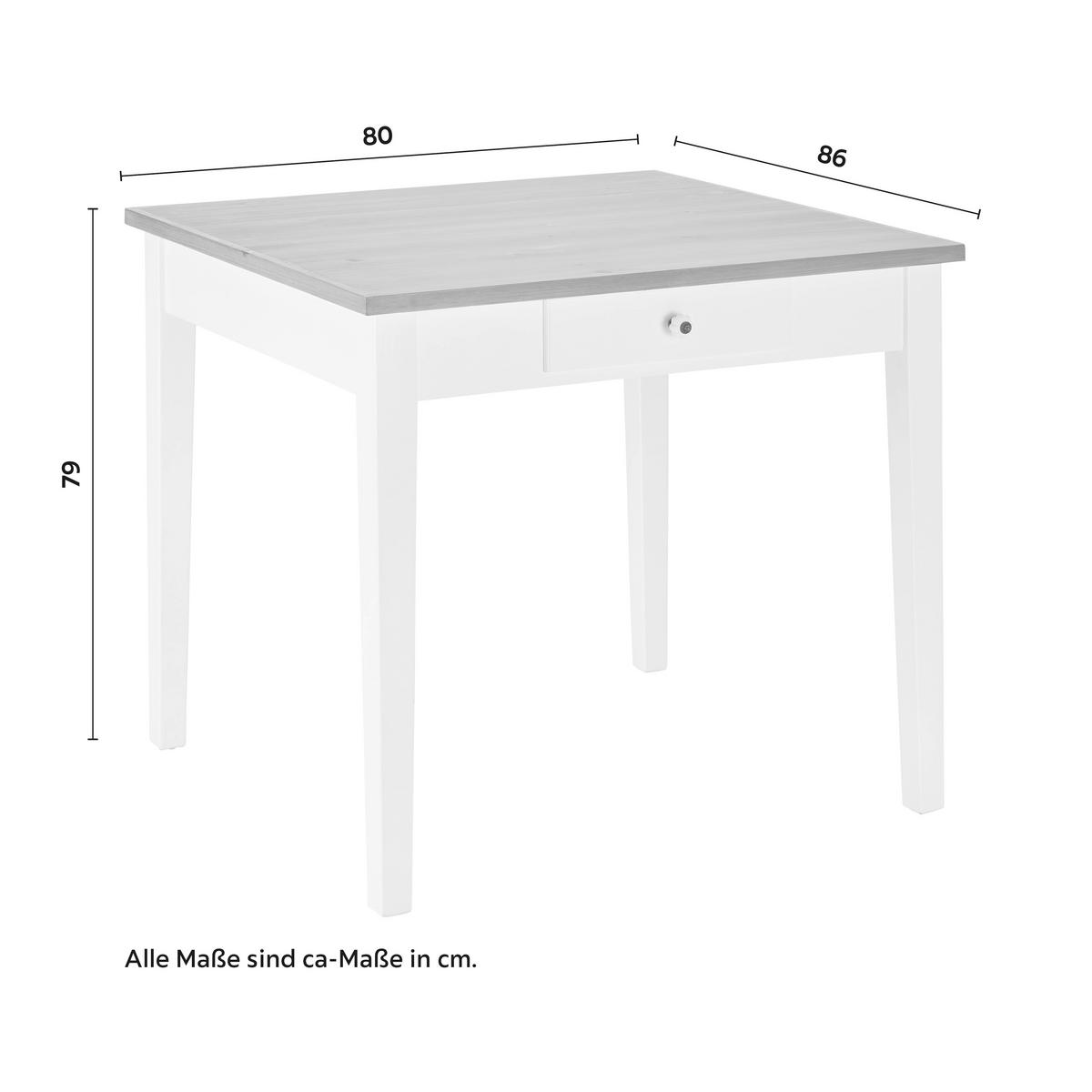 Jídelní stůl CAMDEN 80 - bílá/barvy borovice, Design, dřevo (80/79/86cm) - Bessagi Home
