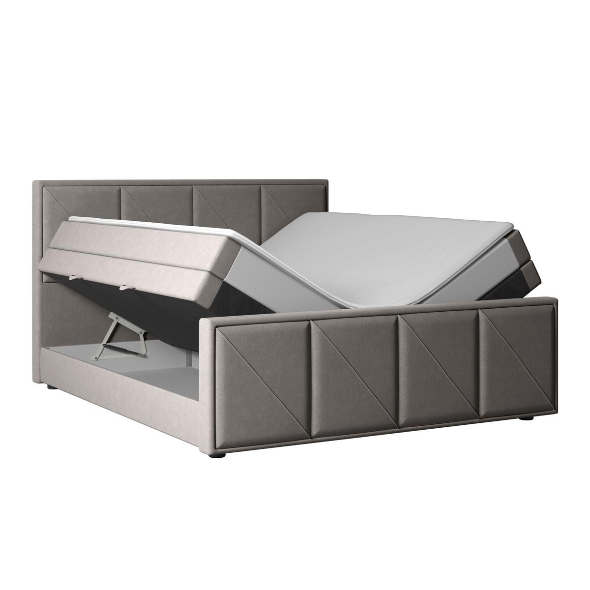 Boxspringbett Mit Bettkasten Oslo 180x200 Cm Hellgrau - Hellgrau/Schwarz, MODERN, Holzwerkstoff/Kunststoff (180/200cm) - MID.YOU