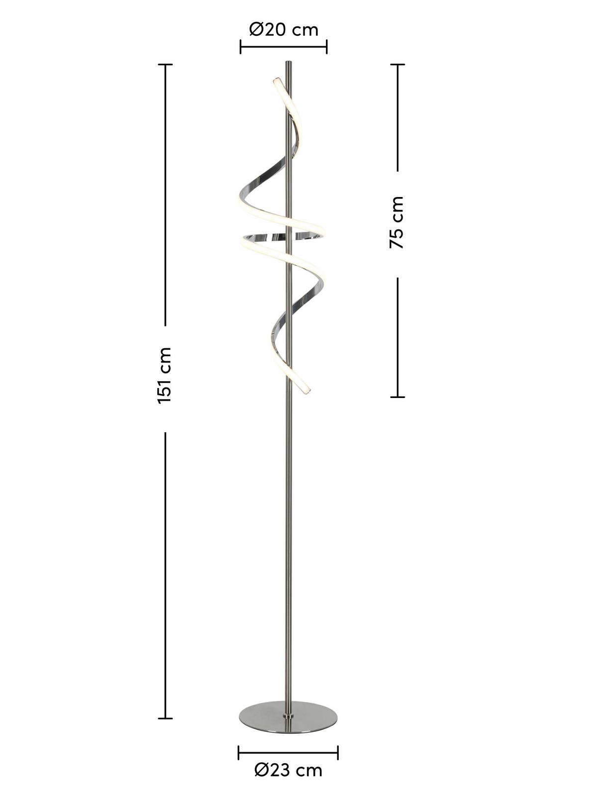 STOJACÍ LED SVÍTIDLO LINA - barvy chromu/barvy niklu, Moderní, kov/plast (23/23/151cm) - Mömax