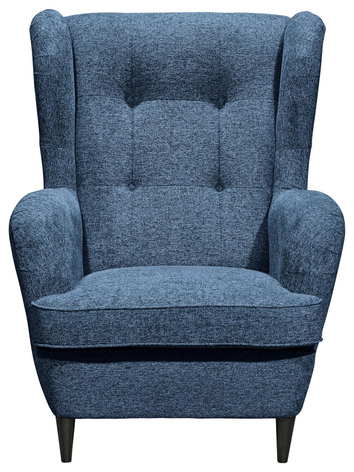 Ohrensessel Oskar Webstoff Dunkelblau - Schwarz/Dunkelblau, Basics, Holzwerkstoff/Textil (78/102/98cm) - MID.YOU