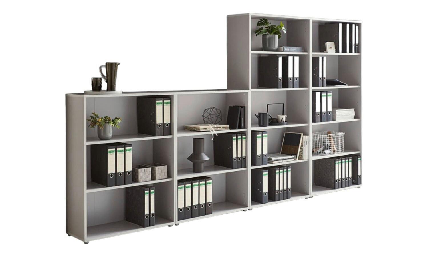 Aktenregal Office Edition Grau B: 337,6cm - Silberfarben/Grau, MODERN, Holzwerkstoff (337,6/185,6/33cm) - MID.YOU