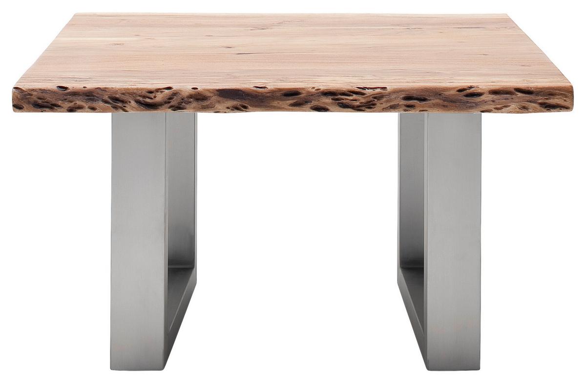 Couchtisch Holz mit Massiver Tischplatte Cartagena, Akazie - Edelstahlfarben/Akaziefarben, MODERN, Holz/Metall (75/45/75cm)