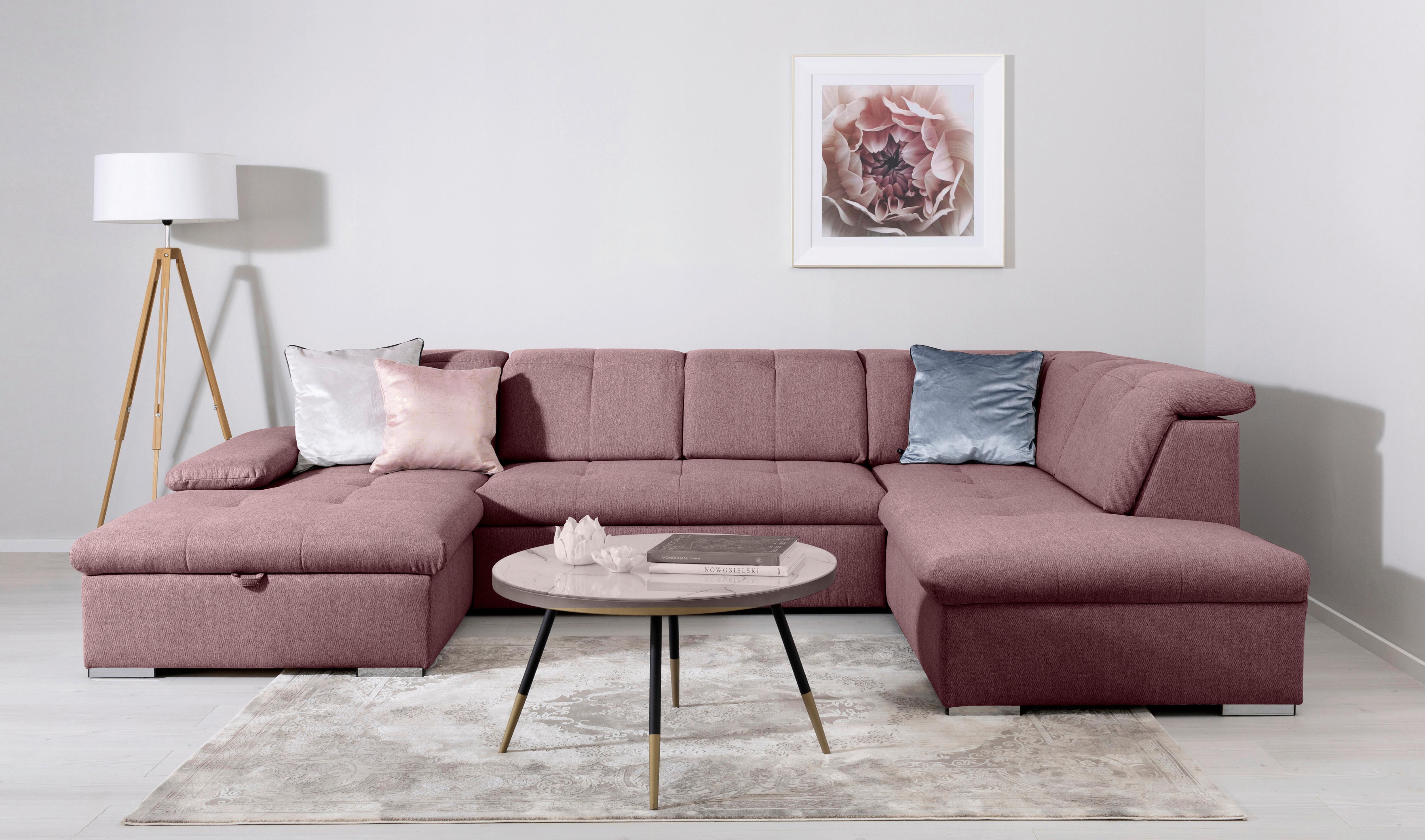 Wohnlandschaft Beere U: 173x328x215 Cm - Beere/Grau, Design, Textil (173/328/215cm) - MID.YOU