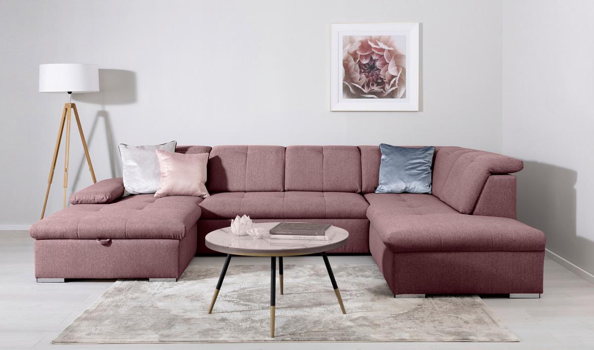 Wohnlandschaft Beere U: 173x328x215 Cm - Beere/Grau, Design, Textil (173/328/215cm) - MID.YOU