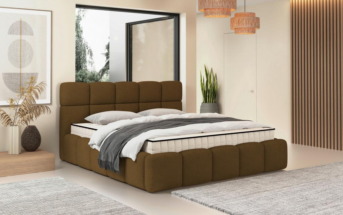 Polsterbett Cloudy M. Matratze Braun, Lf: 180x200 Cm - Braun, Trend, Holz/Holzwerkstoff (180/200cm) - Luca Bessoni