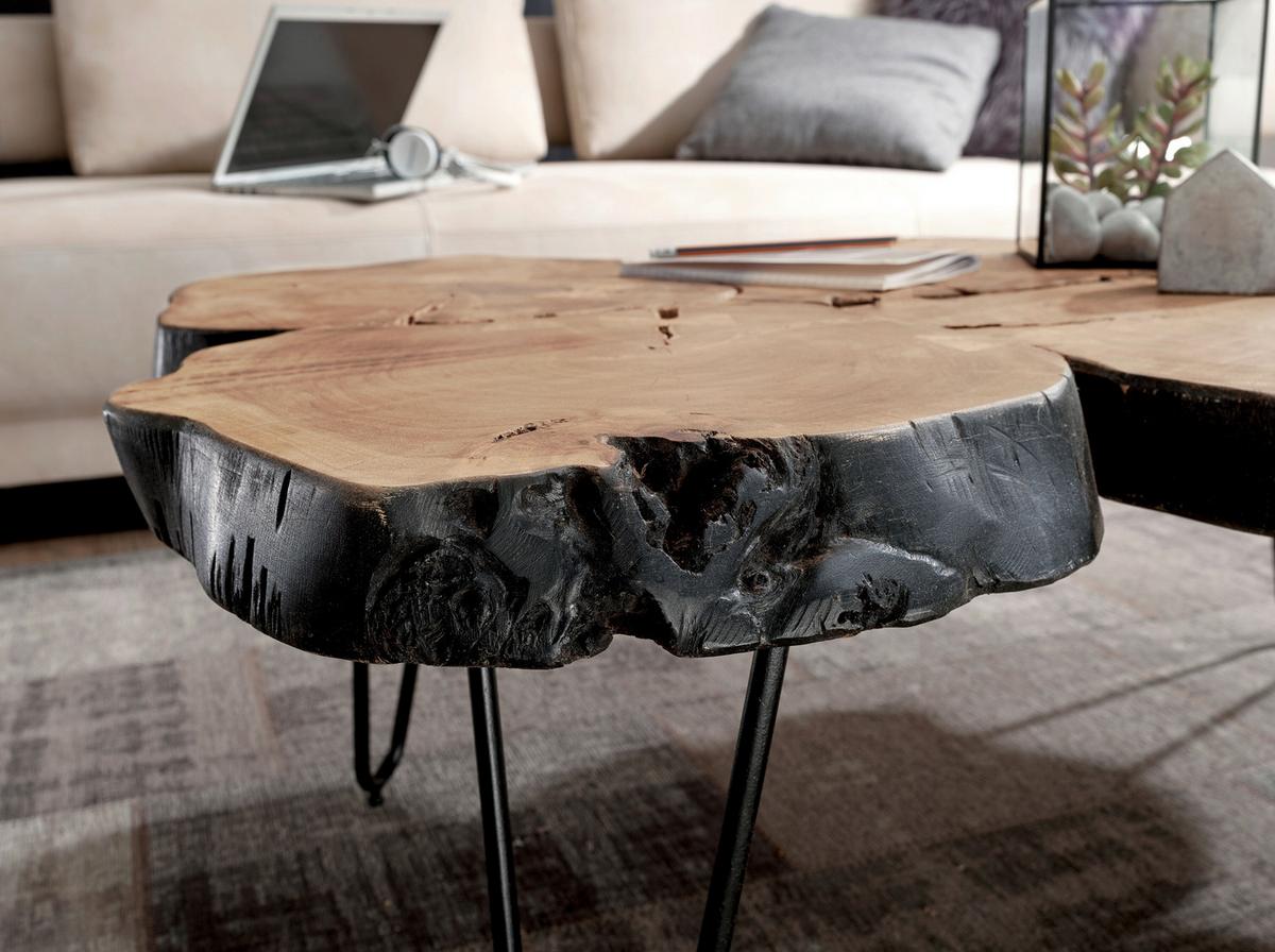 Couchtisch Wl1.510 - Schwarz/Akaziefarben, Design, Holz/Metall (115/70/40cm) - MID.YOU