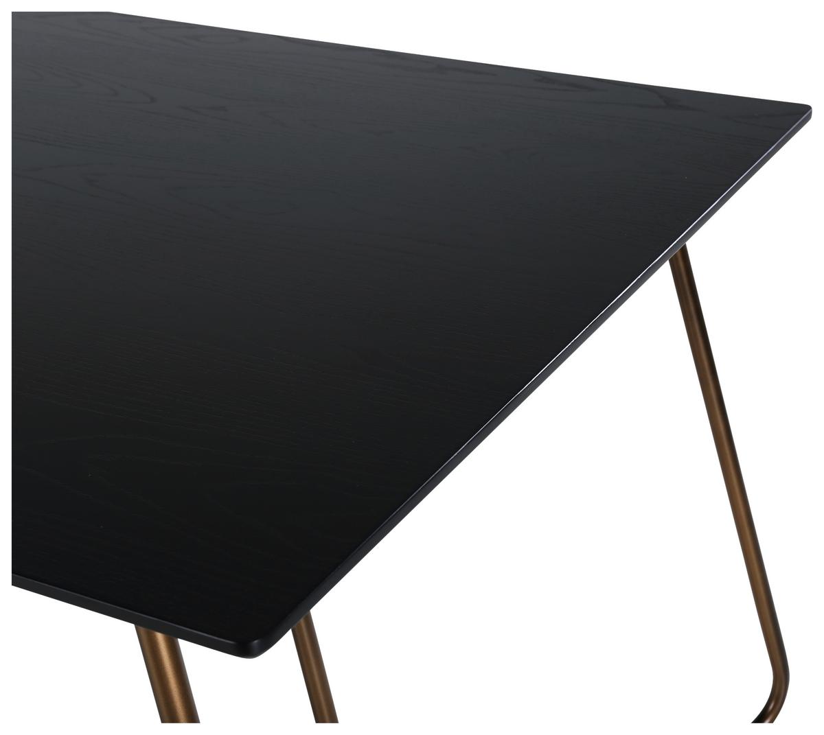 Esstisch Petra - Messingfarben/Schwarz, Design, Holzwerkstoff/Metall (180/90/75cm) - Livetastic