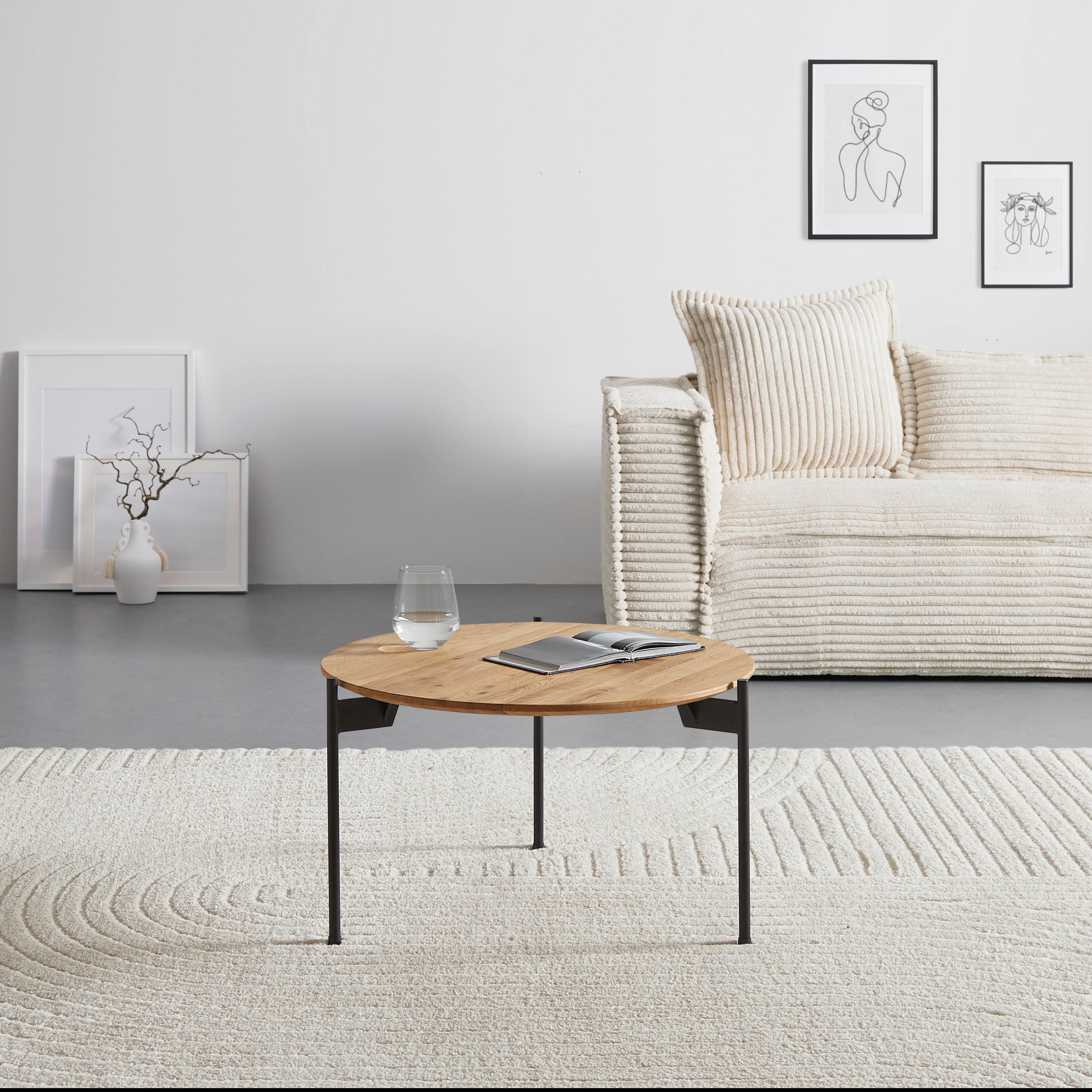 KONFERENČNÍ STOLEK ASSUAN - černá/barvy dubu, Moderní, kov/dřevo (55/55/33cm) - Zandiara