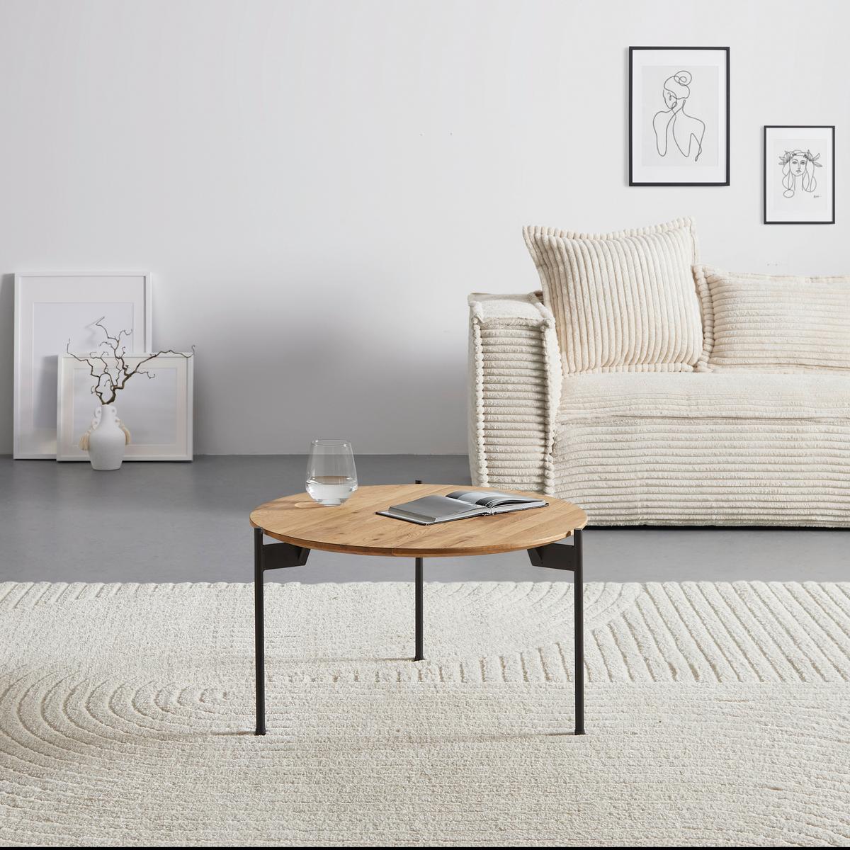 KONFERENČNÍ STOLEK ASSUAN - černá/barvy dubu, Moderní, kov/dřevo (55/55/33cm) - Zandiara