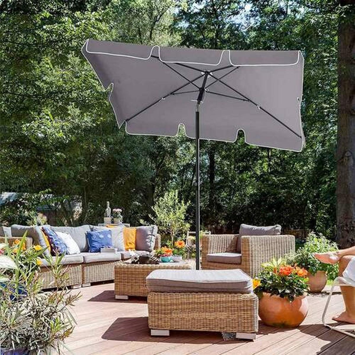 Sonnenschirm Grau Schwarz Bxl: 180x125 Cm - Schwarz/Grau, Basics, Textil/Metall (180/125cm) - Modante