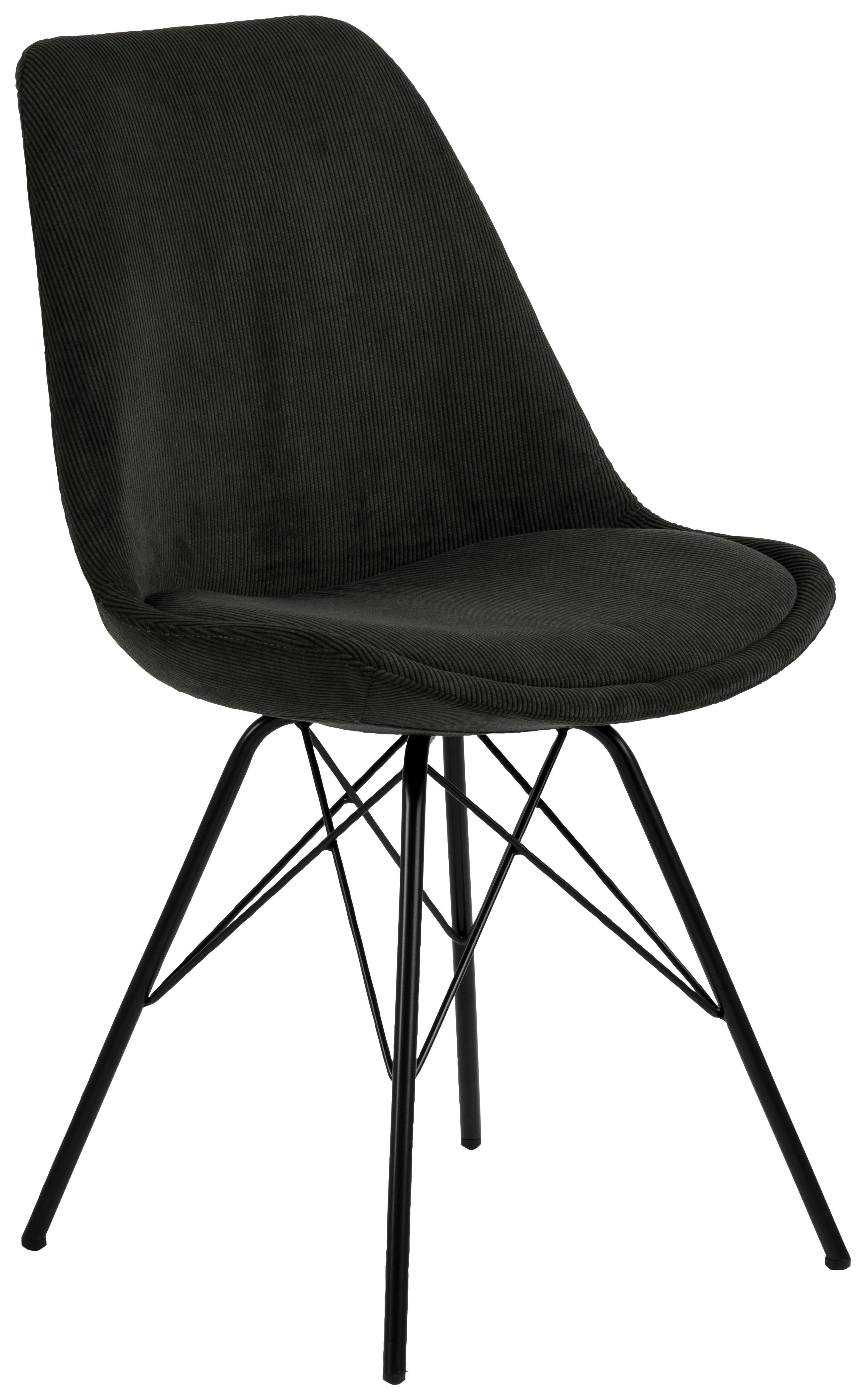 Jedálenská stolička ERIS tmavá zelená kord - čierna/tmavozelená, Konventionell, kov/textil (48,5/85,5/54cm) - MID.YOU