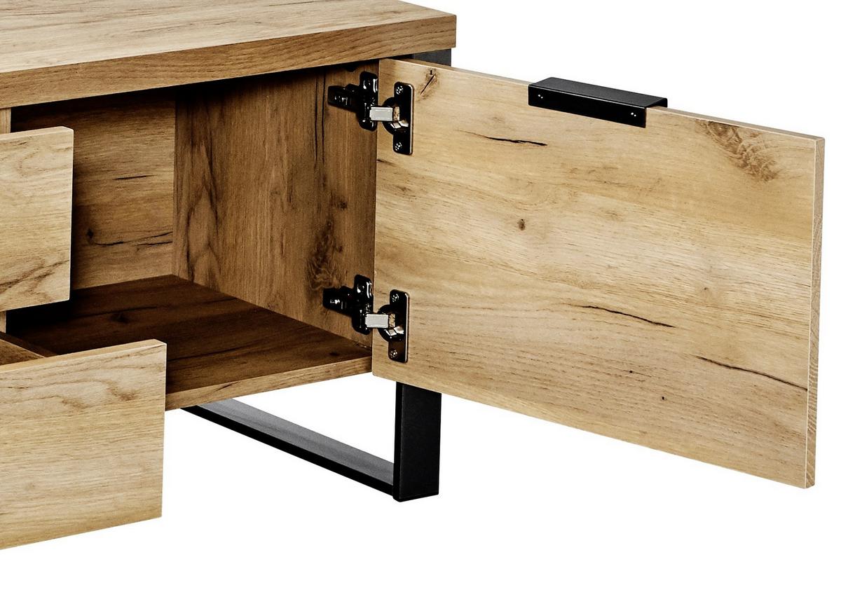 TV-Element Loop TV B: 152 cm Eichefarben/Schwarz - Eichefarben/Anthrazit, Design, Holzwerkstoff/Metall (152/45/40cm)