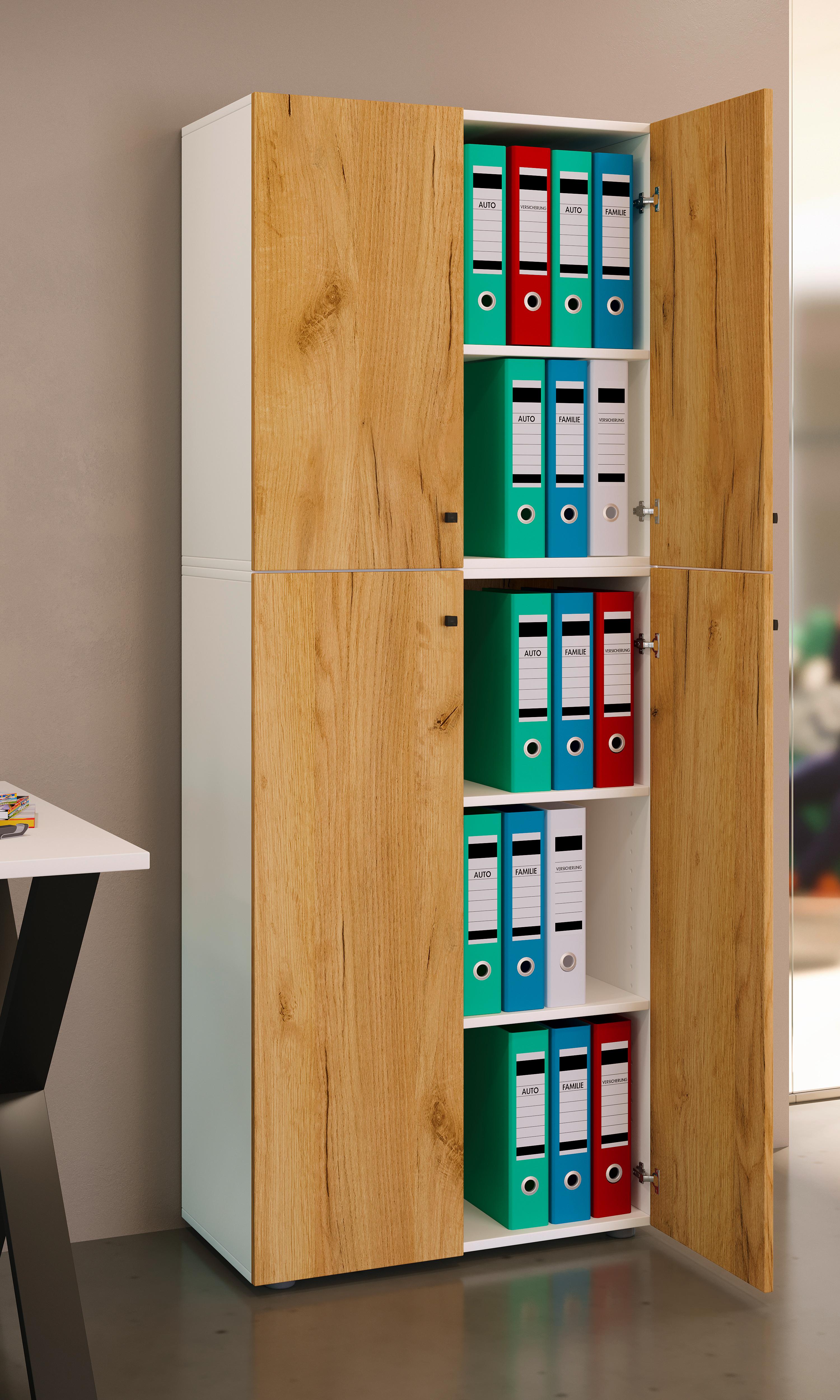 Aktenschrank Lona Weiß, Honigeiche Dekor B: 70cm - Honigeiche/Weiß, Design, Holzwerkstoff (70/183/39cm) - MID.YOU