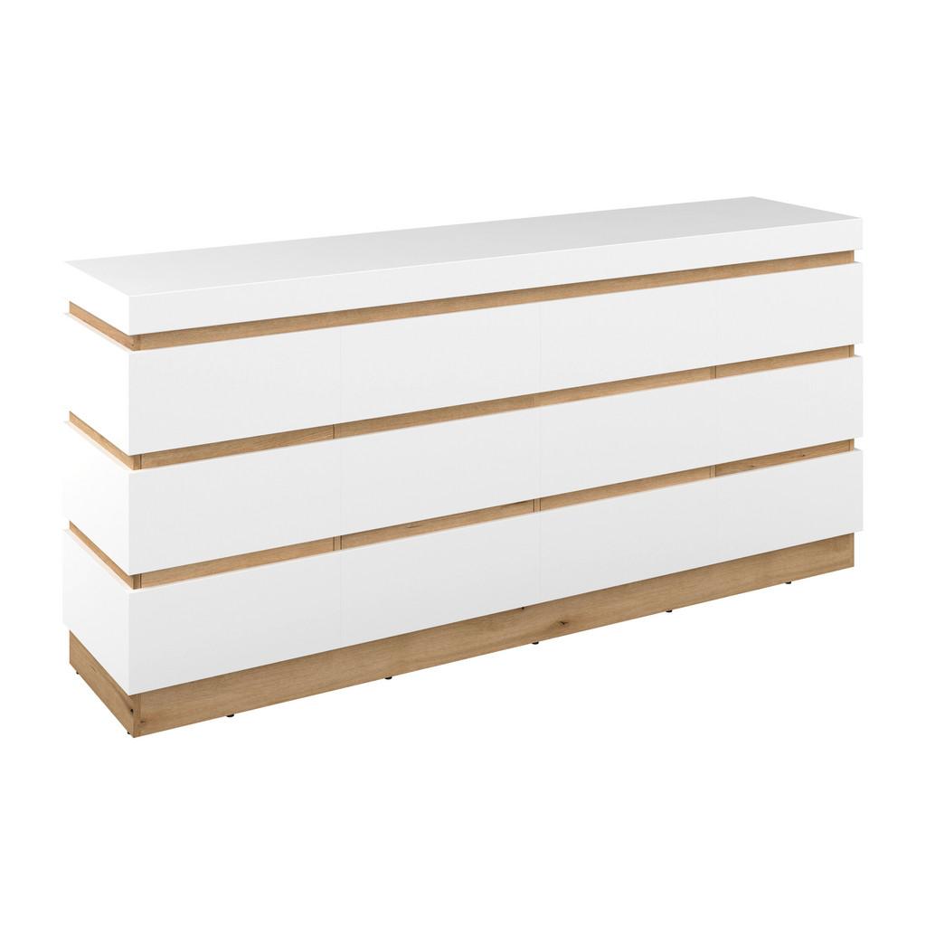 Sideboard Calabria Weiß/Eiche Dekor B: 201,2 cm