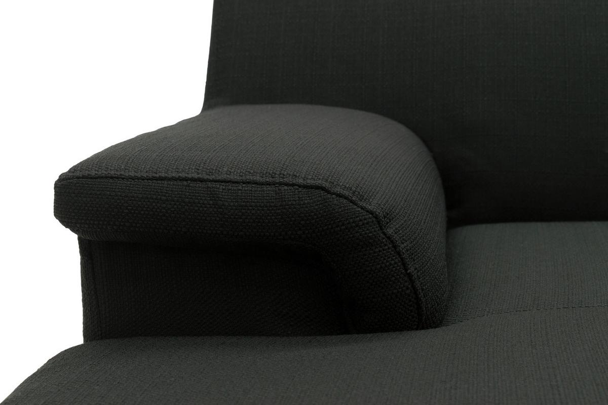 Ecksofa Jamie Armlehnen Schwarz Webstoff - Chromfarben/Schwarz, KONVENTIONELL, Textil (150/251cm) - MID.YOU
