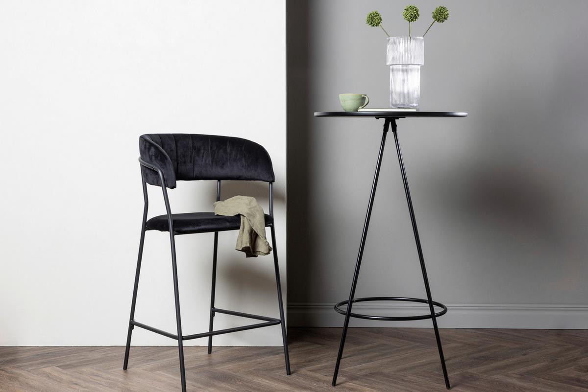 Barhocker Bistro - Schwarz, Design, Holzwerkstoff/Metall (60/105/60cm) - Livetastic