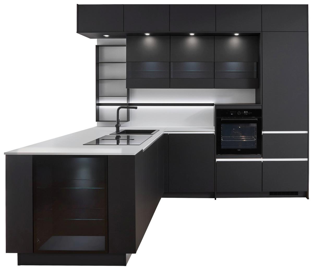 Eckküche Eastbourne - Schieferfarben/Graphitfarben, MODERN, Holzwerkstoff (303,2/264,5cm) - Vertico