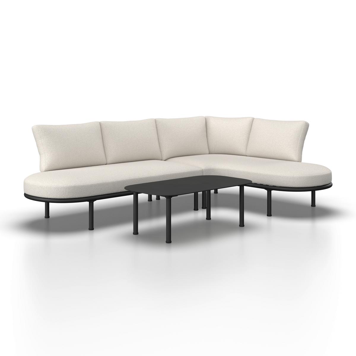 TERASOVÁ SEDACÍ SOUPRAVA CHARLOTTA - černá/krémová, Moderní, kov/textil (242,5/78/75,5cm) - Bessagi Garden