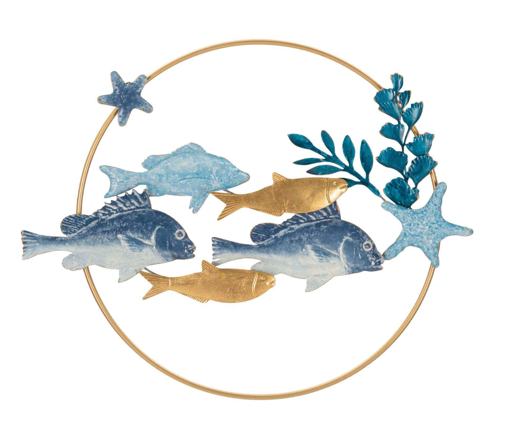 Wanddeko Marine Blautöne, Goldfarben B: 77 Cm - Basics, Holzwerkstoff/Metall (77/5/63cm)