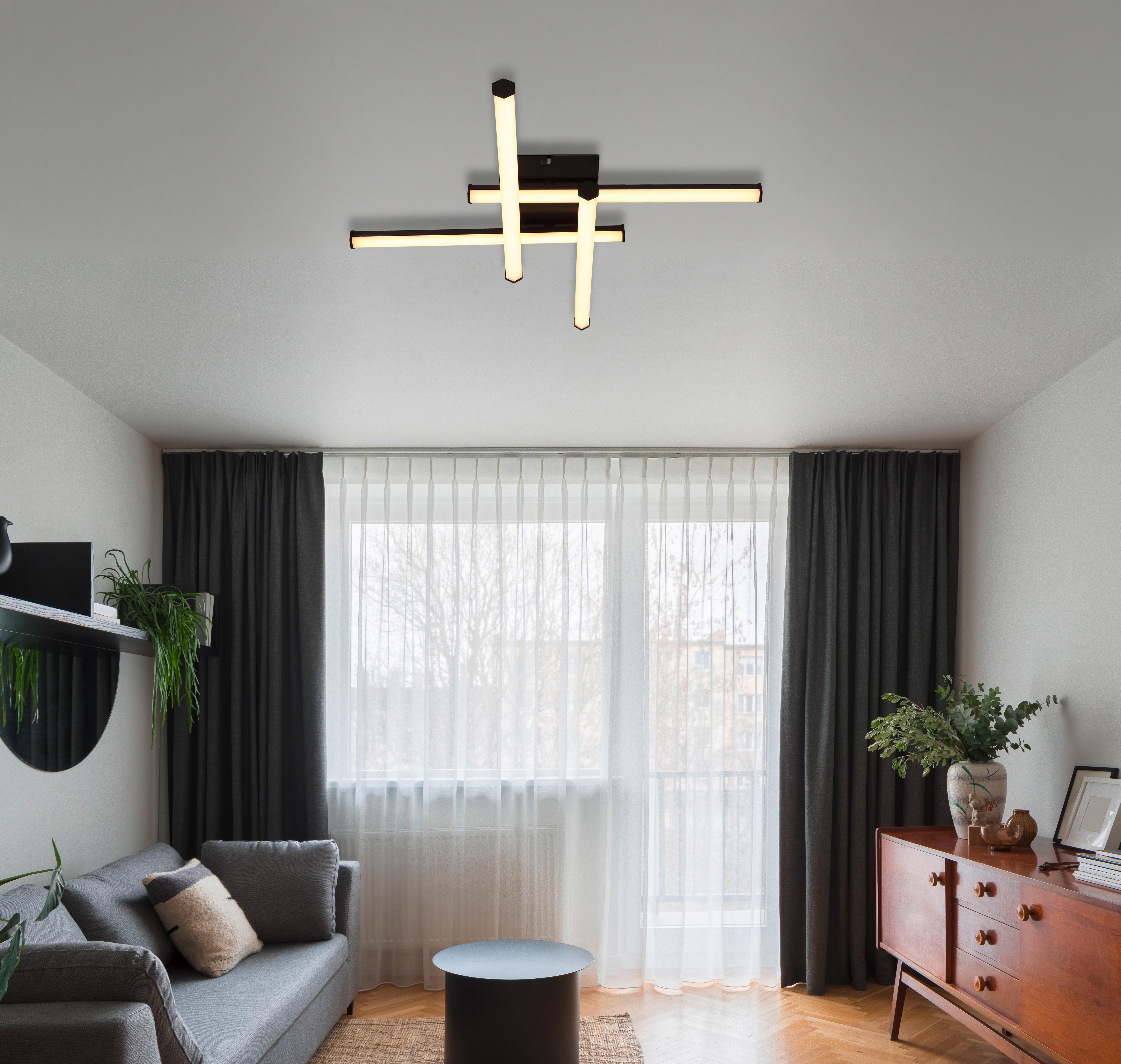 LED-Deckenleuchte 67342-24 Kirina - Schwarz/Weiß, Design, Kunststoff (50/50/8,8cm) - Globo