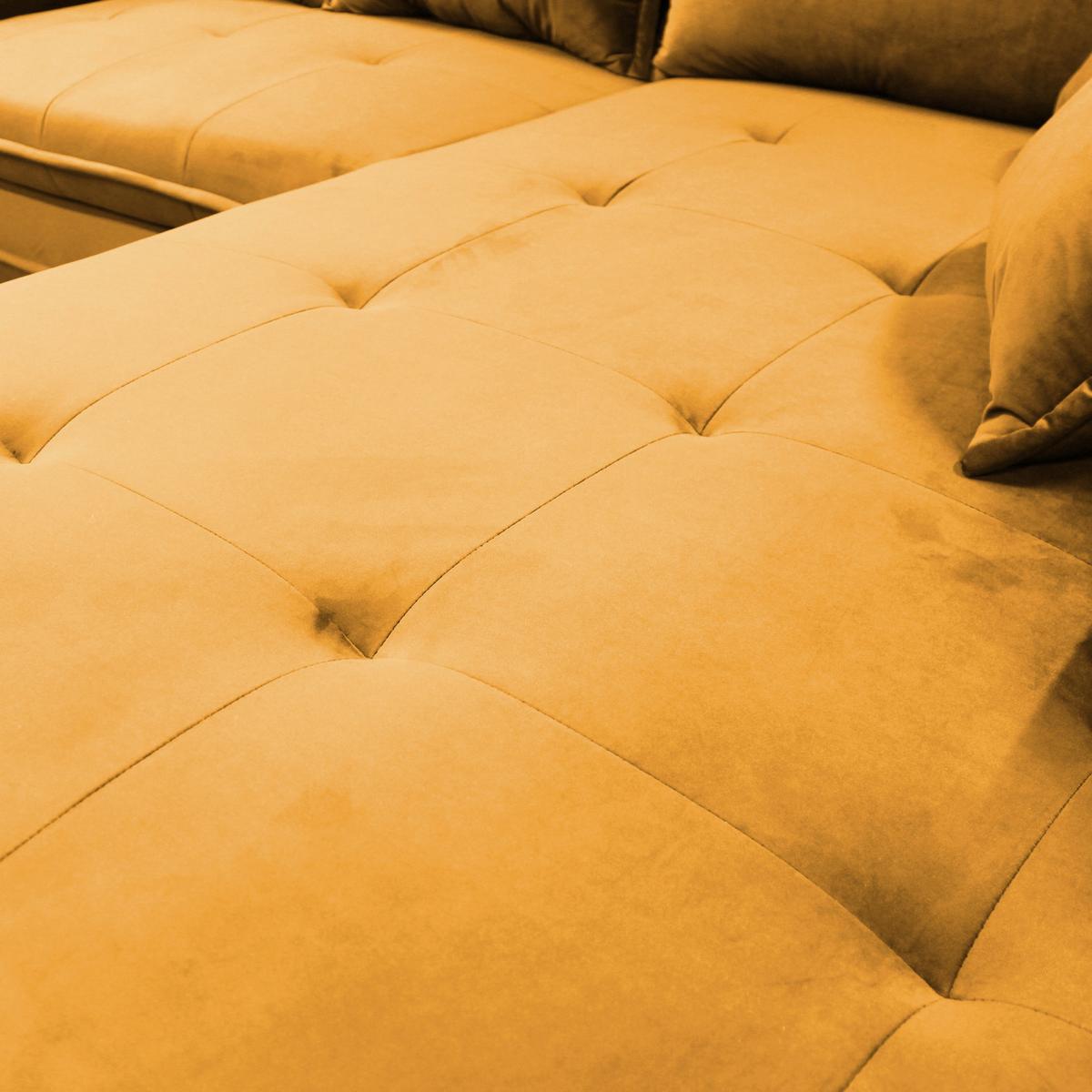 Eckschlafsofa Bello Gelb Mit Schlaffunktion Ottomane Rechts - Gelb/Schwarz, Design, Textil (277/187cm) - Livetastic