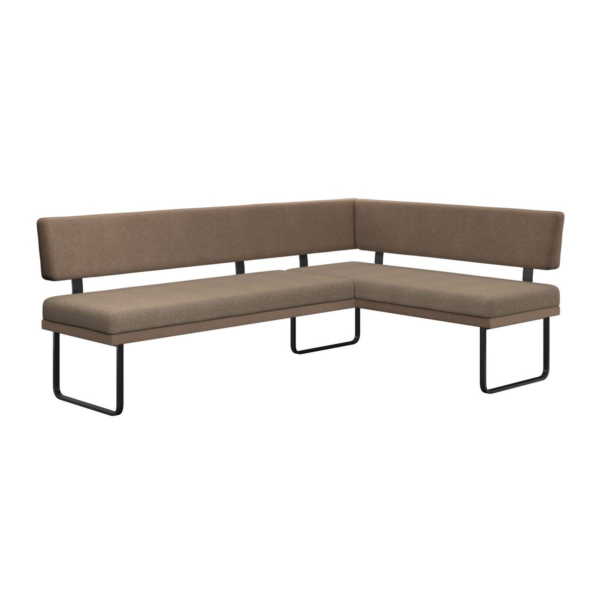 Eckbank Kian Webstoff Braun, S: 233x164cm - Schwarz/Braun, Trend, Textil/Metall (233/164cm)