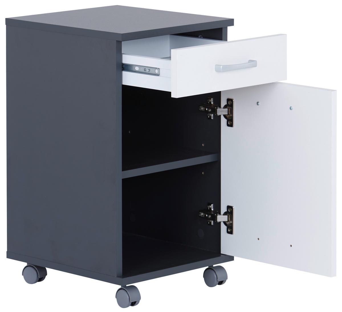 Rollcontainer Anthrazit/Weiß Rimini 33x59,5x38 cm - Anthrazit/Weiß, MODERN, Holzwerkstoff (33/59,5/38cm)