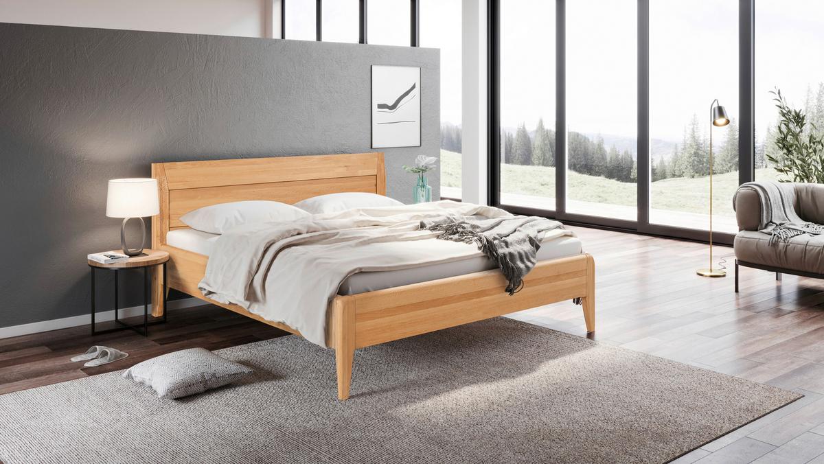 Bett Laura Naturfarben /kernbuche 160x200cm - Naturfarben/Kernbuche, MODERN, Holz (160/200cm) - MID.YOU