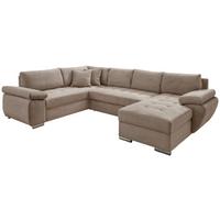 Wohnlandschaft Terana mit Schlaffunktion, Graubraun - Chromfarben/Graubraun, KONVENTIONELL, Textil (219/305/157cm) - Livetastic
