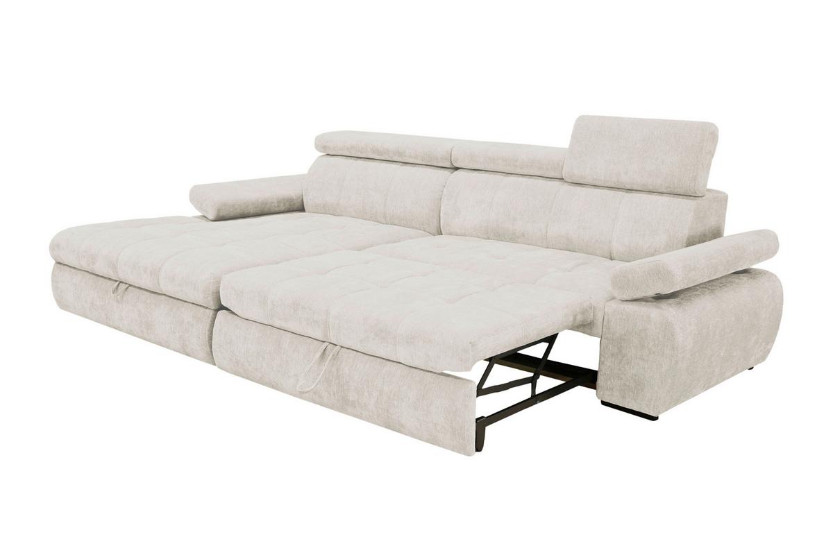 Rohová sedačka VEGAS, levá, béžová žinylka - černá/béžová, Design, dřevo/textil (173/294cm)