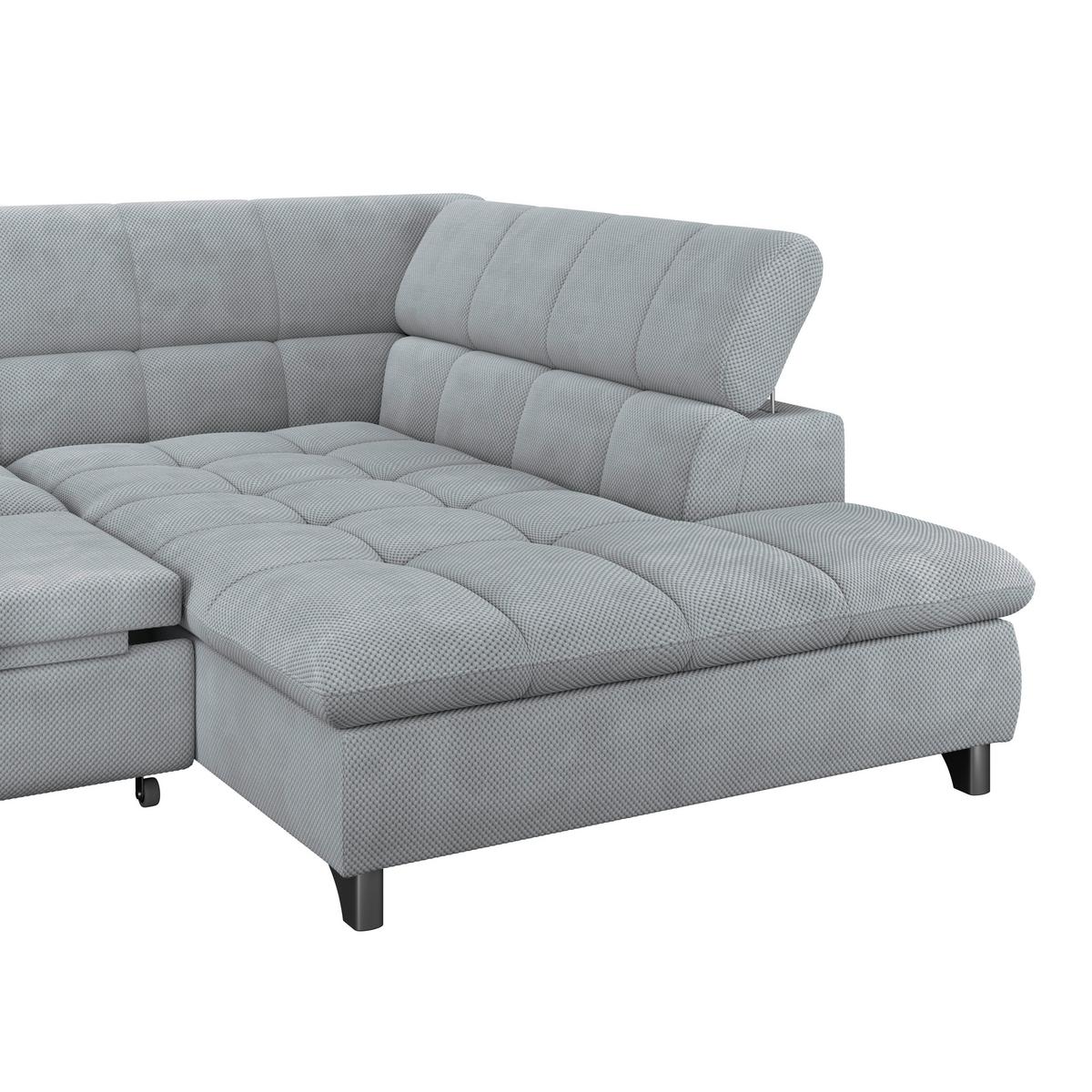 Ecksofa Gemini Grau, B: 312cm - Chromfarben/Grau, KONVENTIONELL, Textil (312/234cm)