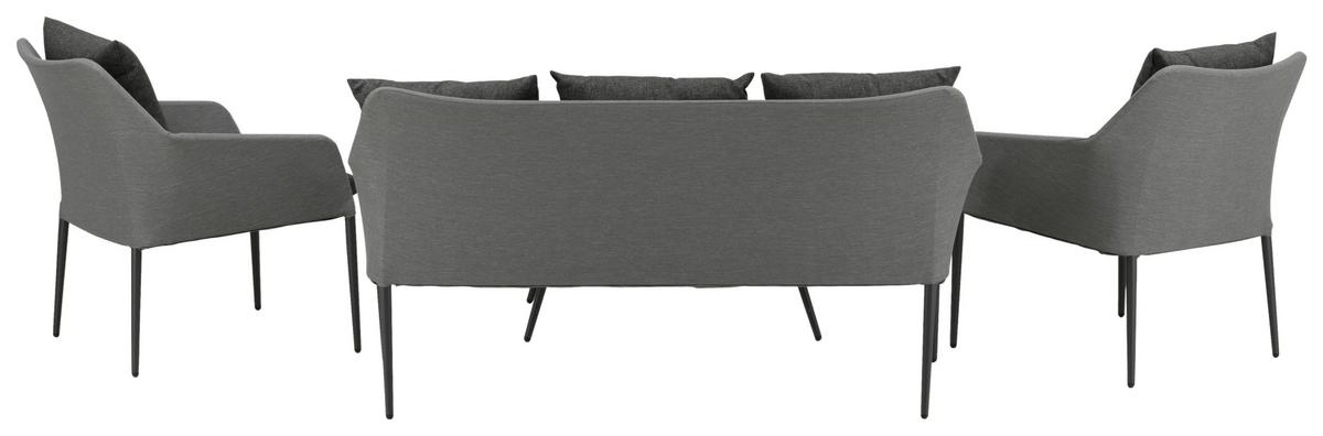 Loungegarnitur Spoga - Schwarz/Grau, KONVENTIONELL, Textil/Metall - Gardenson