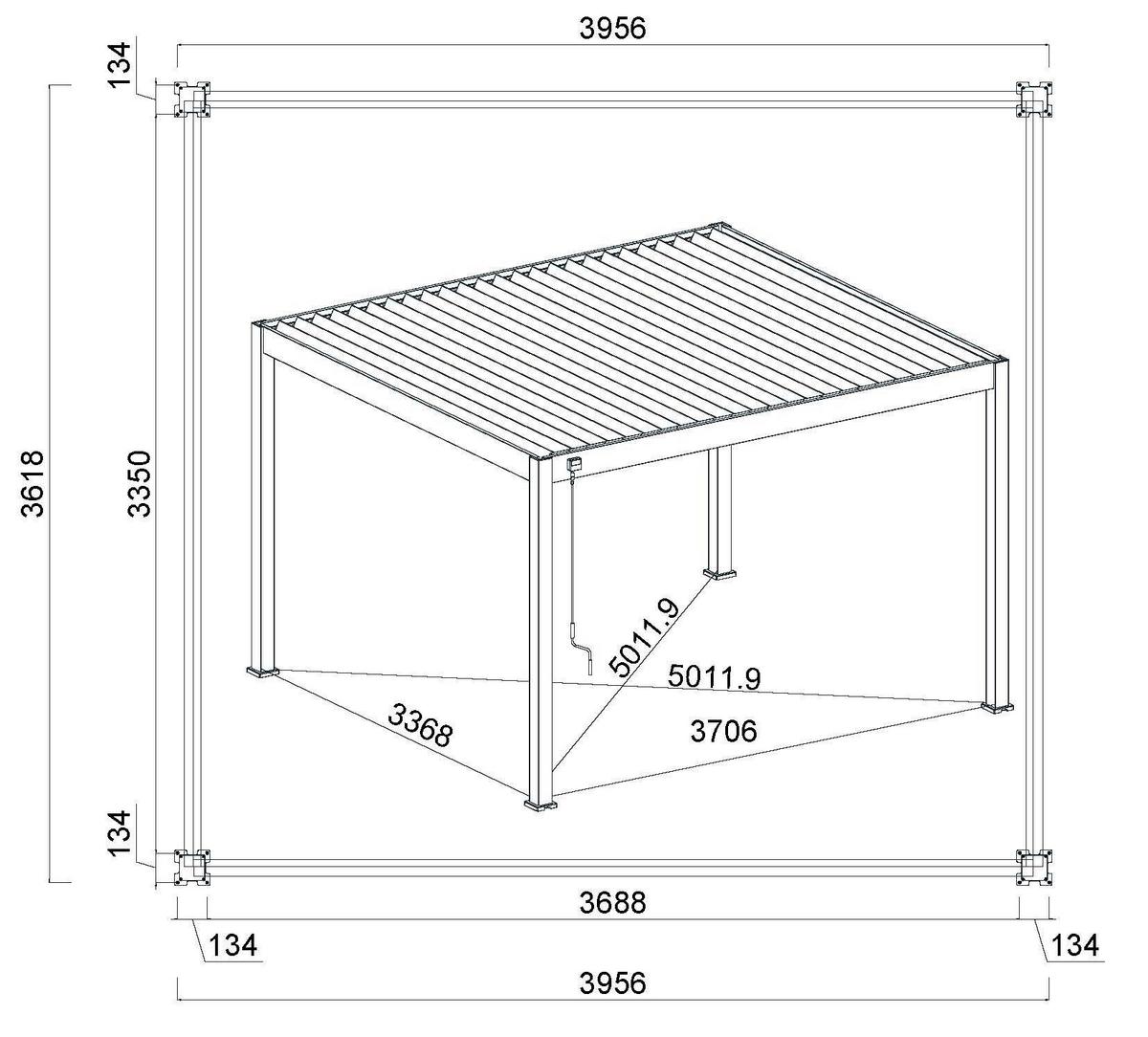 Pergola Deluxe 360x400cm Wetterfest, Elektrisch - Anthrazit, Basics, Metall (360/255/400cm) - Gardenson