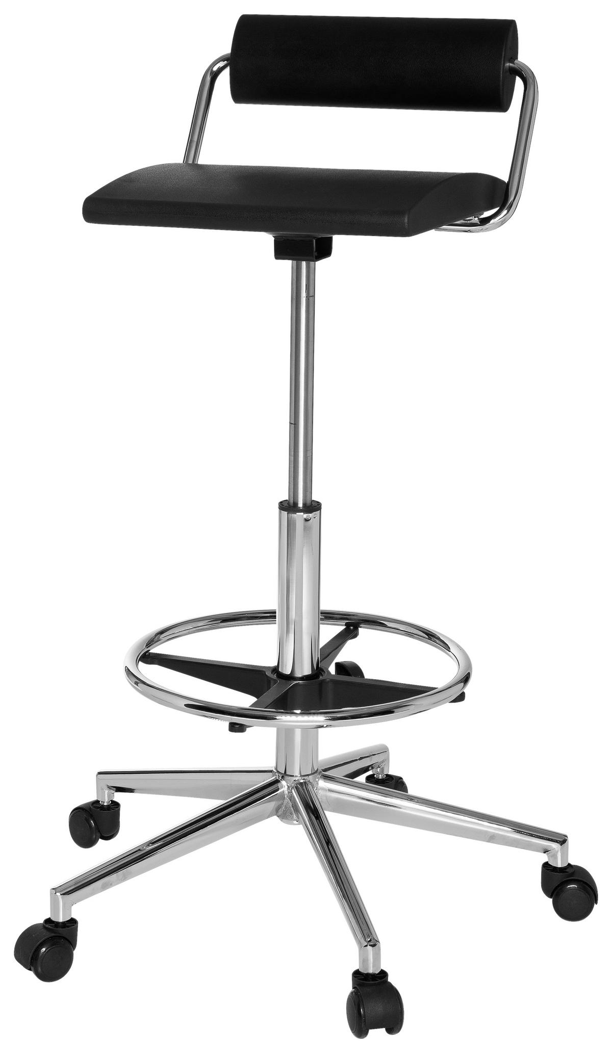 Bürohocker Top Work 28 Höhenverstellbar Schwarz - Schwarz, MODERN, Kunststoff/Metall (62/80/62cm) - MID.YOU