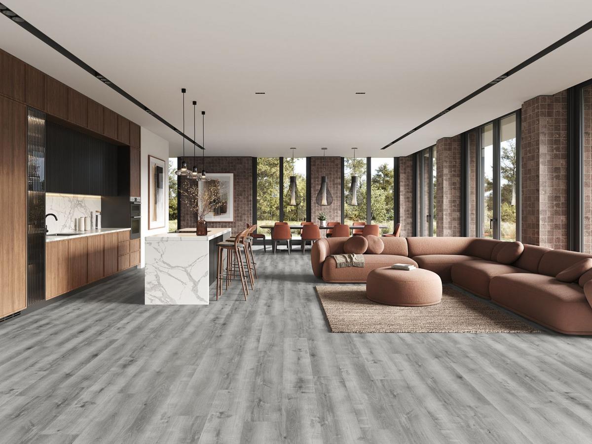 Vinylboden Eiche Grau Landhausdiele Klick-Vinyl - Grau, Basics, Kunststoff/Stein (23/128/0,57cm) - Econfloor