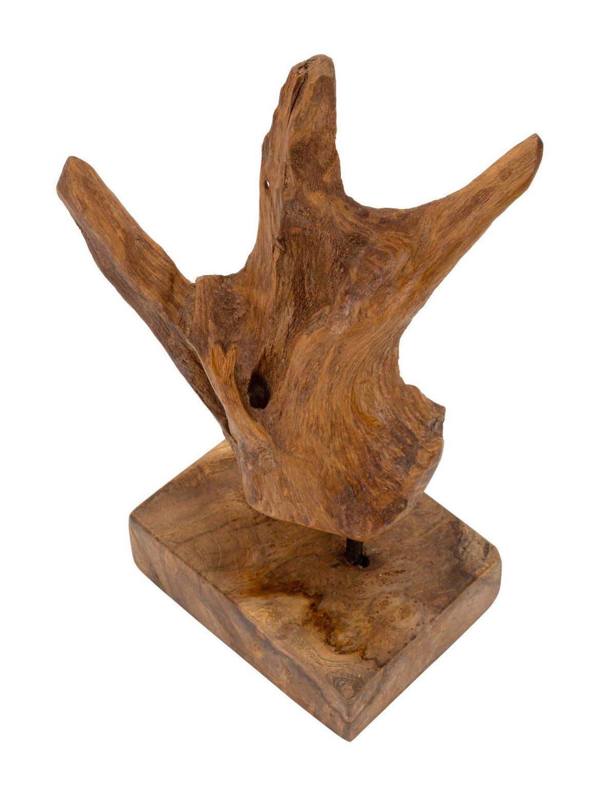 Skulptur Akar Teak. Braun B: 20 cm - Braun, Basics, Holz (20/34/11cm)