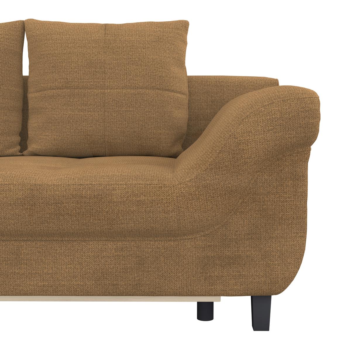 Ecksofa Mit Schlaffunktion Mendoza New Chenille 197x309cm - Rostfarben/Schwarz, KONVENTIONELL, Textil (197/309cm) - Ondega