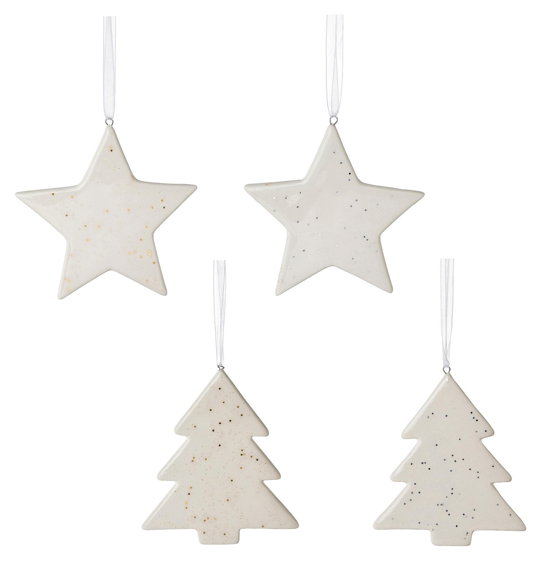 Függődíszek Lilly - Arany/Fehér, modern, Kerámia (7/7cm)