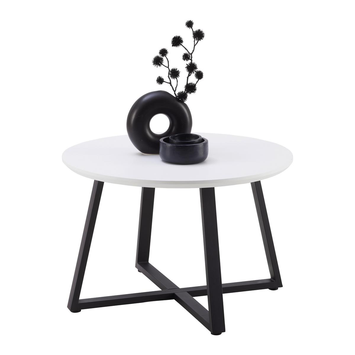 Konferenční stolek BRAVA 70 - bílá/černá, Moderní, kov/kompozitní dřevo (70/70/45cm) - Mömax