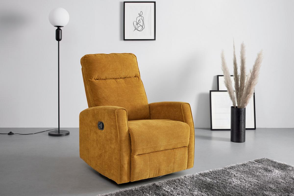 Polohovateľné relaxačné kreslo Melinda, žlté - čierna/žltá, Modern, kov/textil (76/103/93cm) - Mömax