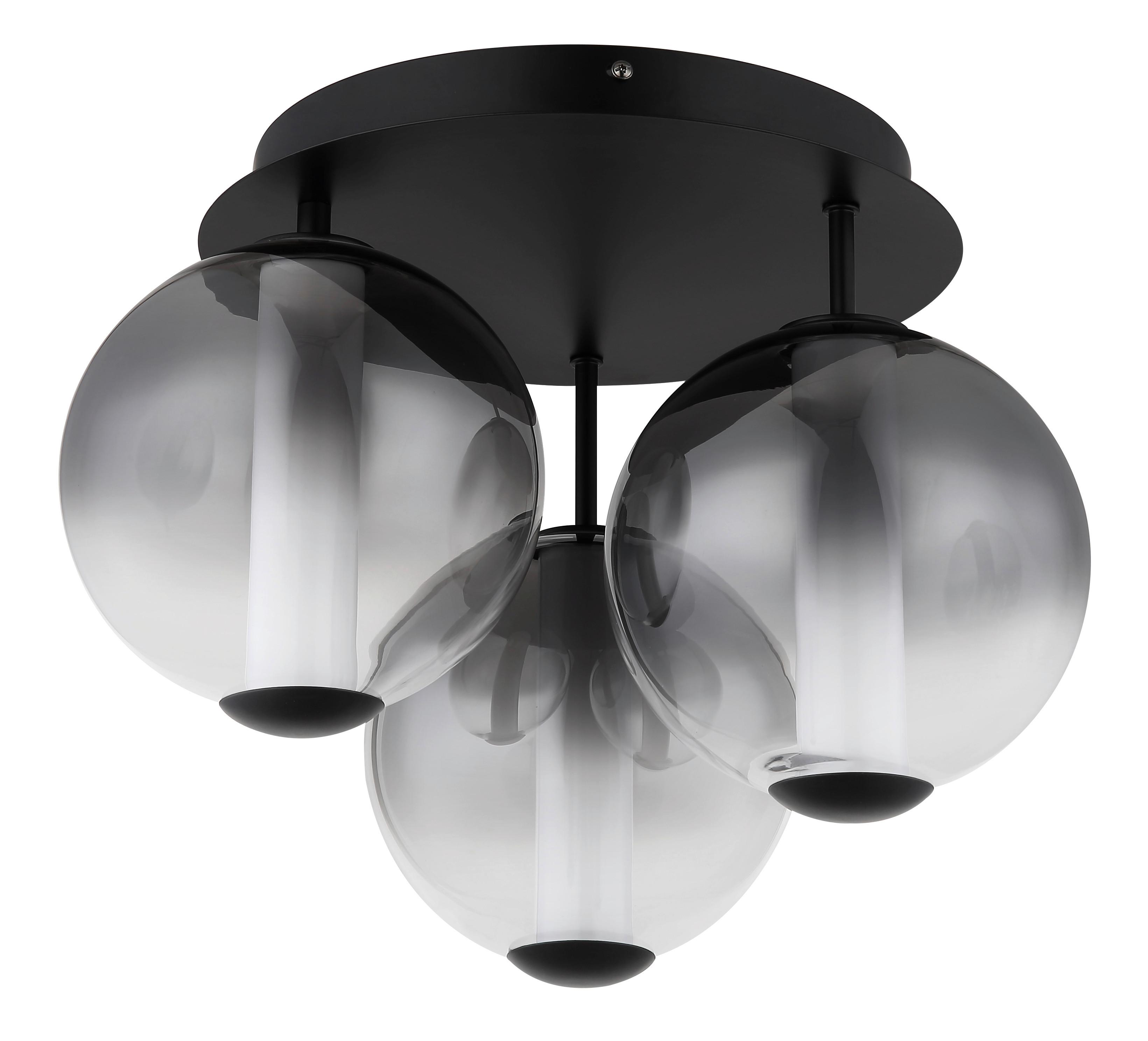 Led-deckenleuchte Grau Schwarz Weiß D: 38 Cm - Schwarz/Weiß, KONVENTIONELL, Glas/Kunststoff (38/29,5cm) - Globo