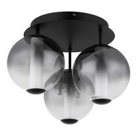 Led-deckenleuchte Grau Schwarz Weiß D: 38 Cm - Schwarz/Weiß, KONVENTIONELL, Glas/Kunststoff (38/29,5cm) - Globo