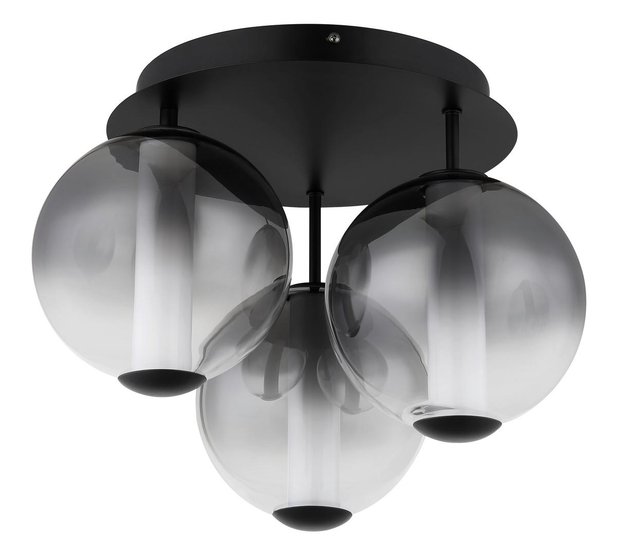 Led-deckenleuchte Grau Schwarz Weiß D: 38 Cm - Schwarz/Weiß, KONVENTIONELL, Glas/Kunststoff (38/29,5cm) - Globo