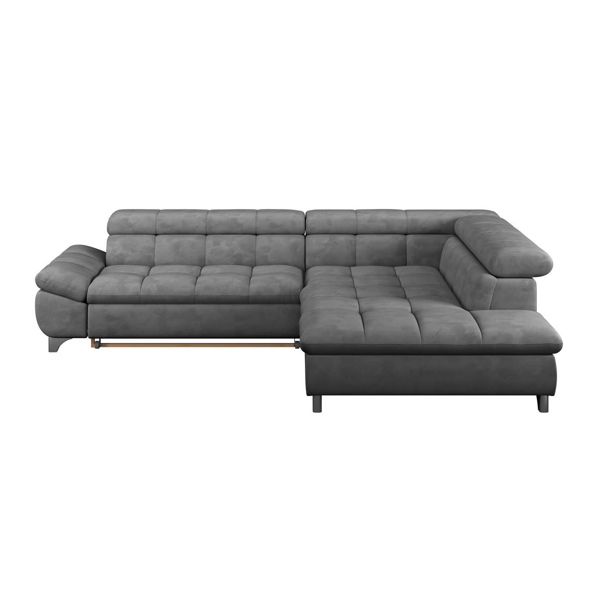Ecksofa Gemini Dunkelgrau, B: 312cm - Chromfarben/Dunkelgrau, KONVENTIONELL, Textil (312/234cm)
