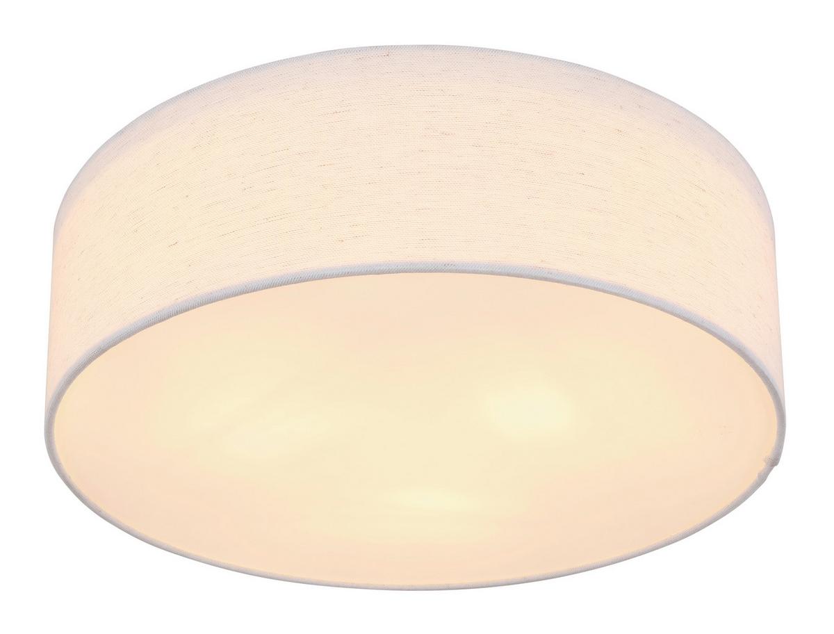 Deckenleuchte Ava Ø 40 Cm 3-Flammig - Beige/Weiß, Basics, Textil/Metall (40/12cm) - Globo
