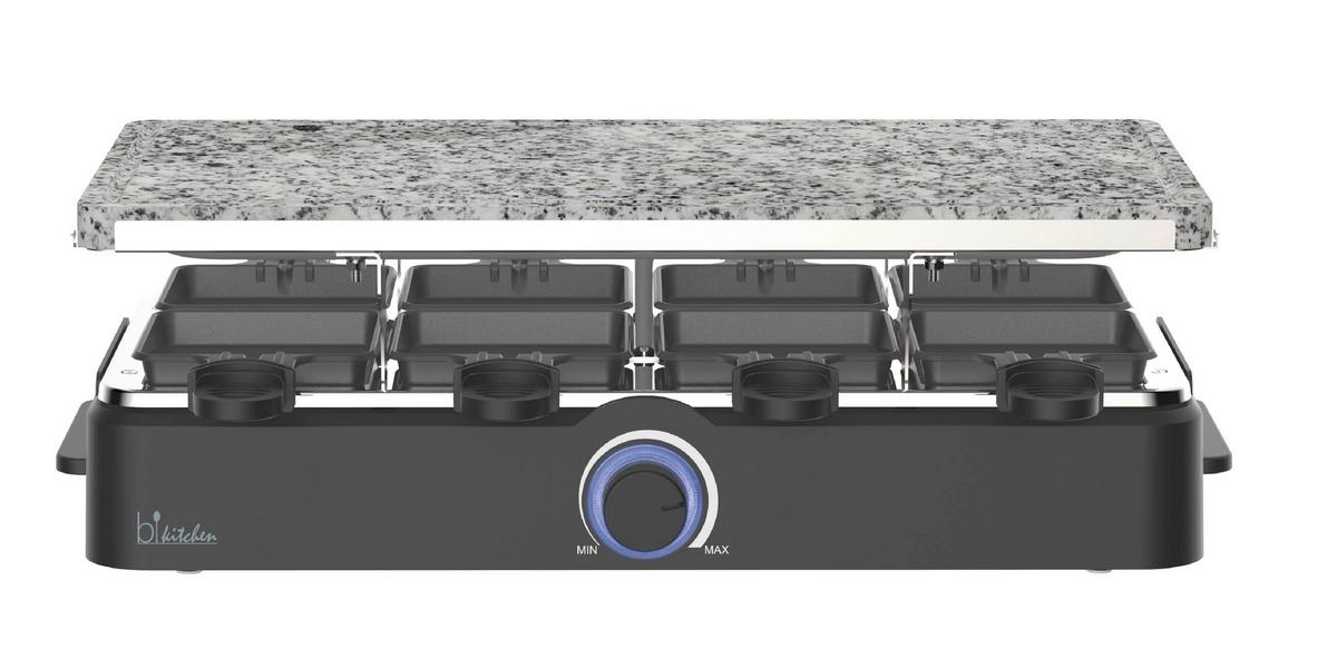 Raclette-Grill B-Kitchen Grill 900 - Edelstahlfarben/Schwarz, Basics, Kunststoff/Stein (44,5/14,5/22,7cm)