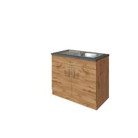 Spülenschrank Mit Spüle B. 100 Cm Eiche Dekor - Eichefarben, MODERN, Holzwerkstoff (100/86/60cm) - Held