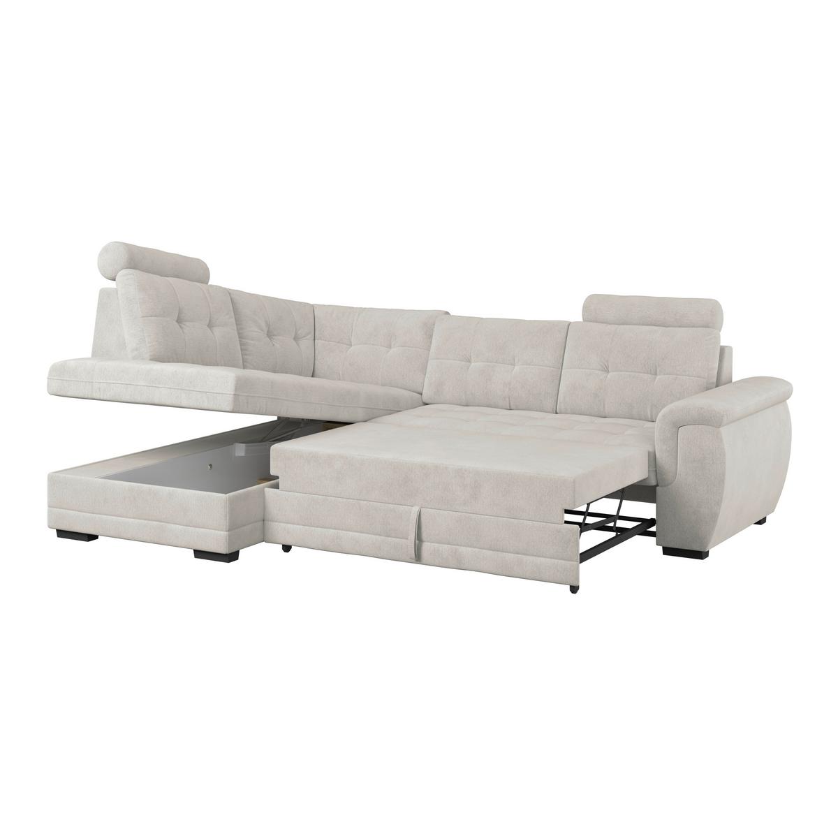 Ecksofa mit Schlaffunktion Falco new Beige 183x251 cm - Beige/Schwarz, KONVENTIONELL, Textil (183/251cm) - Ondega